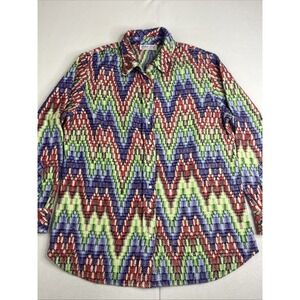 Richard Grand 100% Cashmere Zig Zag Snap Shirt Womens Size 4XL